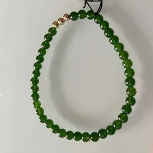 GEORG K Jewelry 4k Gold Green Jade Bead Bracelet From Georg K
